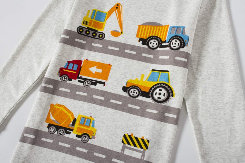Popshion Boys Pajamas Truck 100% Cotton Construction Pjs Toddler 2 Piece Long Sleeve Sleepwear Kids Christmas Clothes Set 4t - Image 5